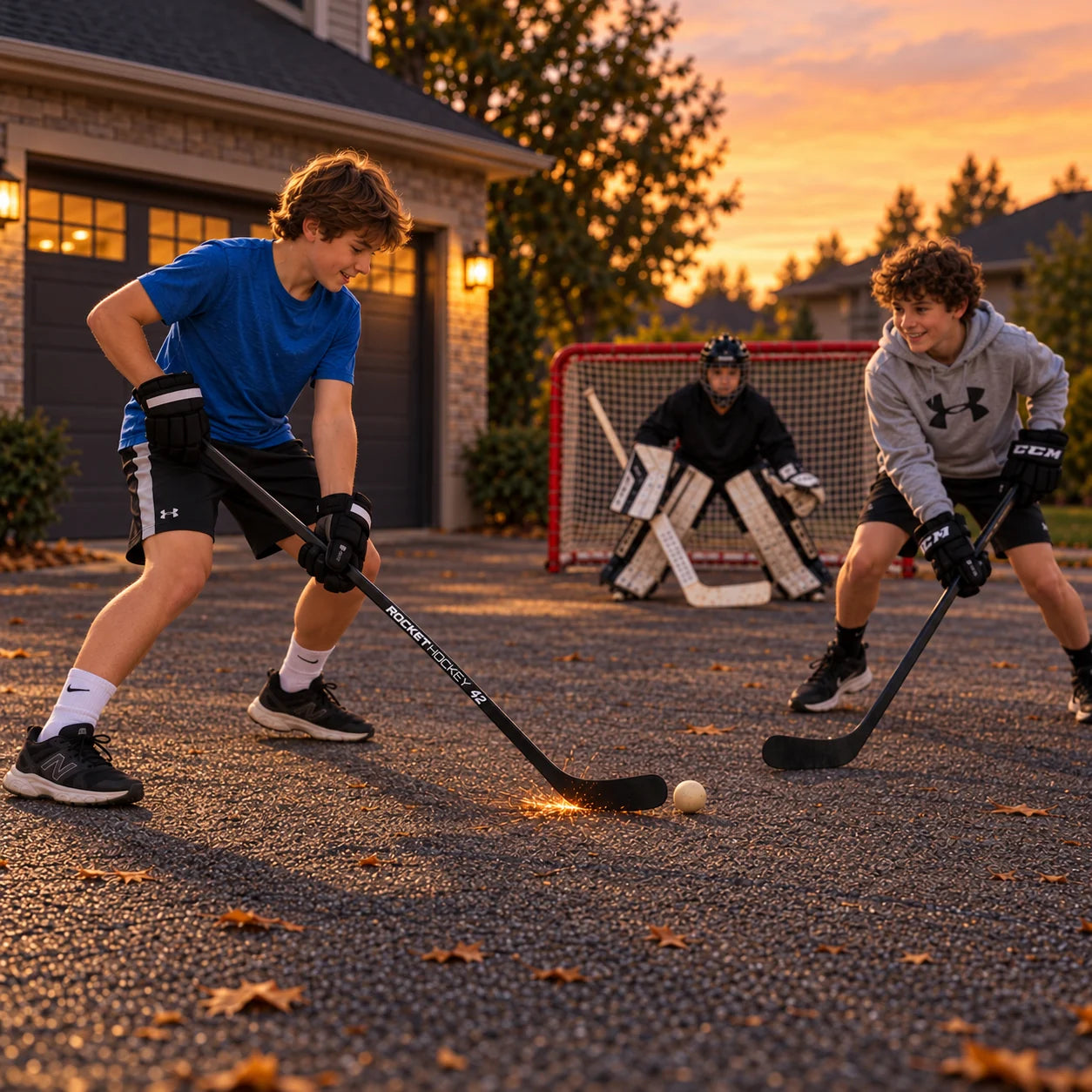 Rocket Hockey Spark Stick and outdoor street-hockey play